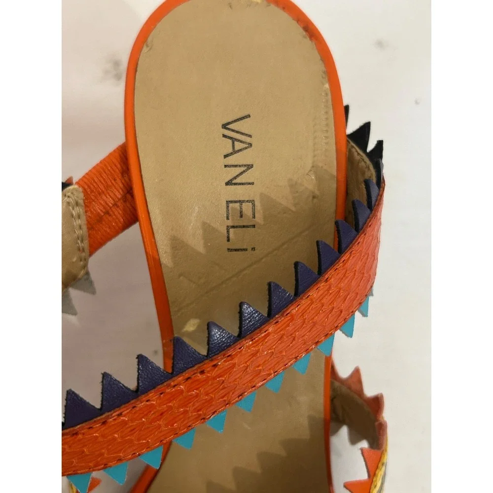Vaneli Sandals Womens Size 9M Snake Skin Bareback Multi-color Aztec Strappy Heel